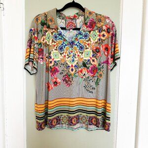 Johnny Was Hunter Floral Polo Size Large